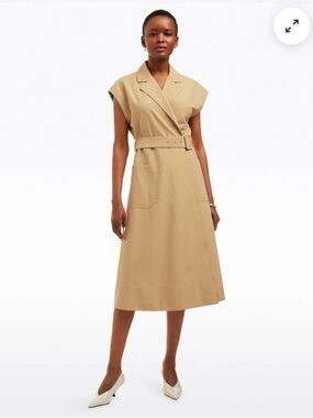 Draper James Tan Belted Wrap Midi Dress